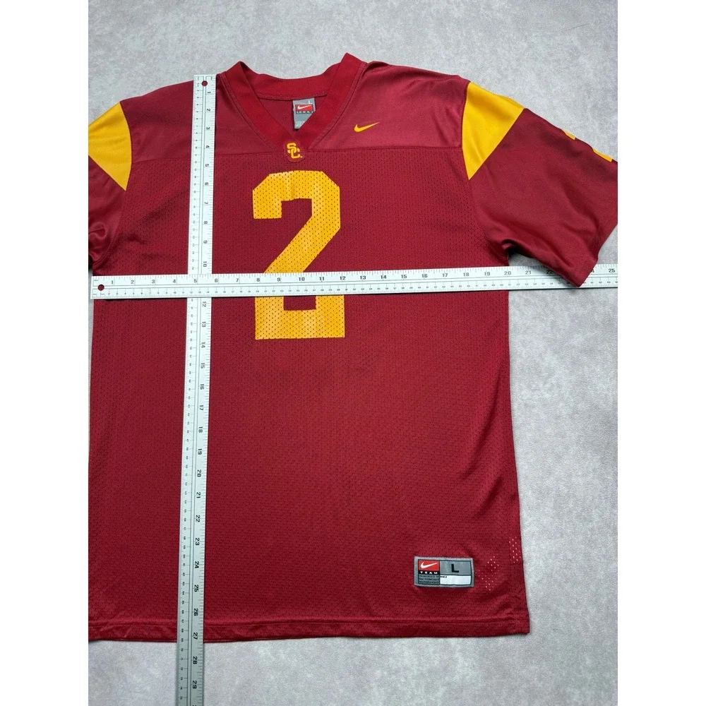 VTG Y2K Nike USC Trojans Jersey Kid L Red Gold Number 2 Football Mesh Shirt NCAA
